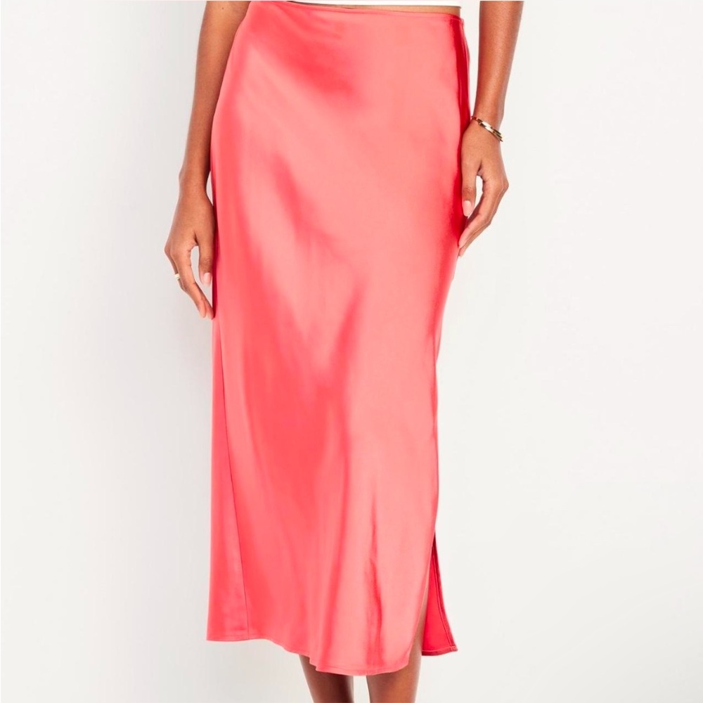Coral Satin Maxi Skirt Large - Picture 5 of 5